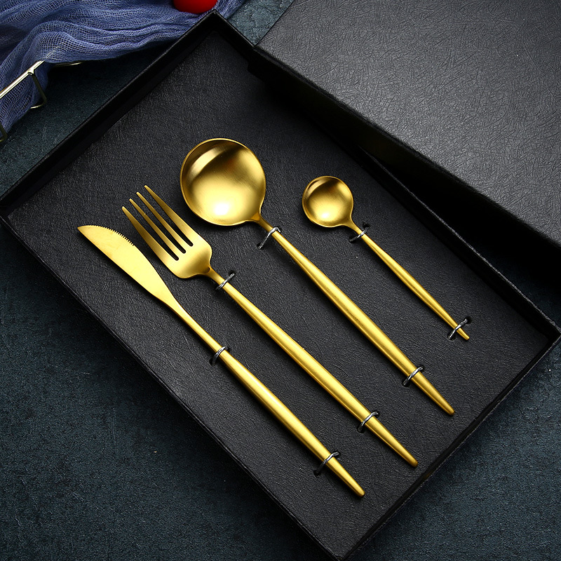 Primary color brushed stainless steel cutlery set Cutlery