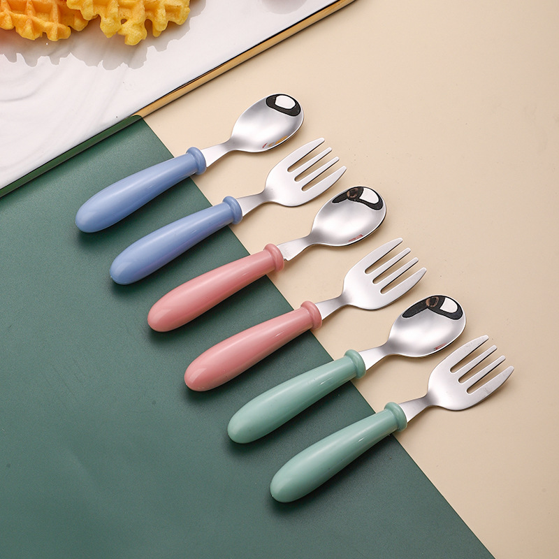 304 stainless steel baby cutlery set with spoon, fork, and knife for children