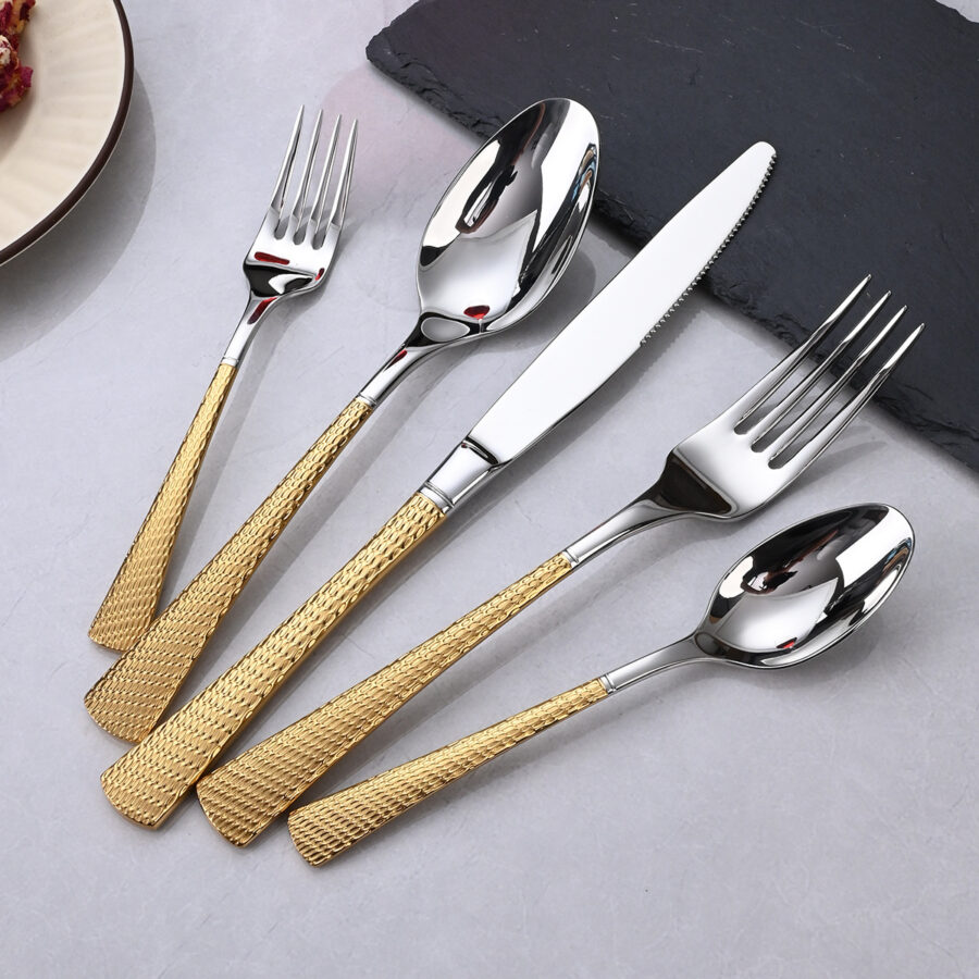 304 Stainless Steel Luxury European Cutlery Set – Fish Tail Design Steak Knives, Forks, Spoons for Fine Dining