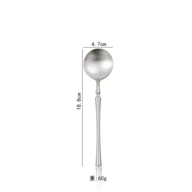  304 Stainless Steel Matte Brushed Waist-Shape Cutlery Set - Knife, Fork, Spoon, Dessert Spoon
