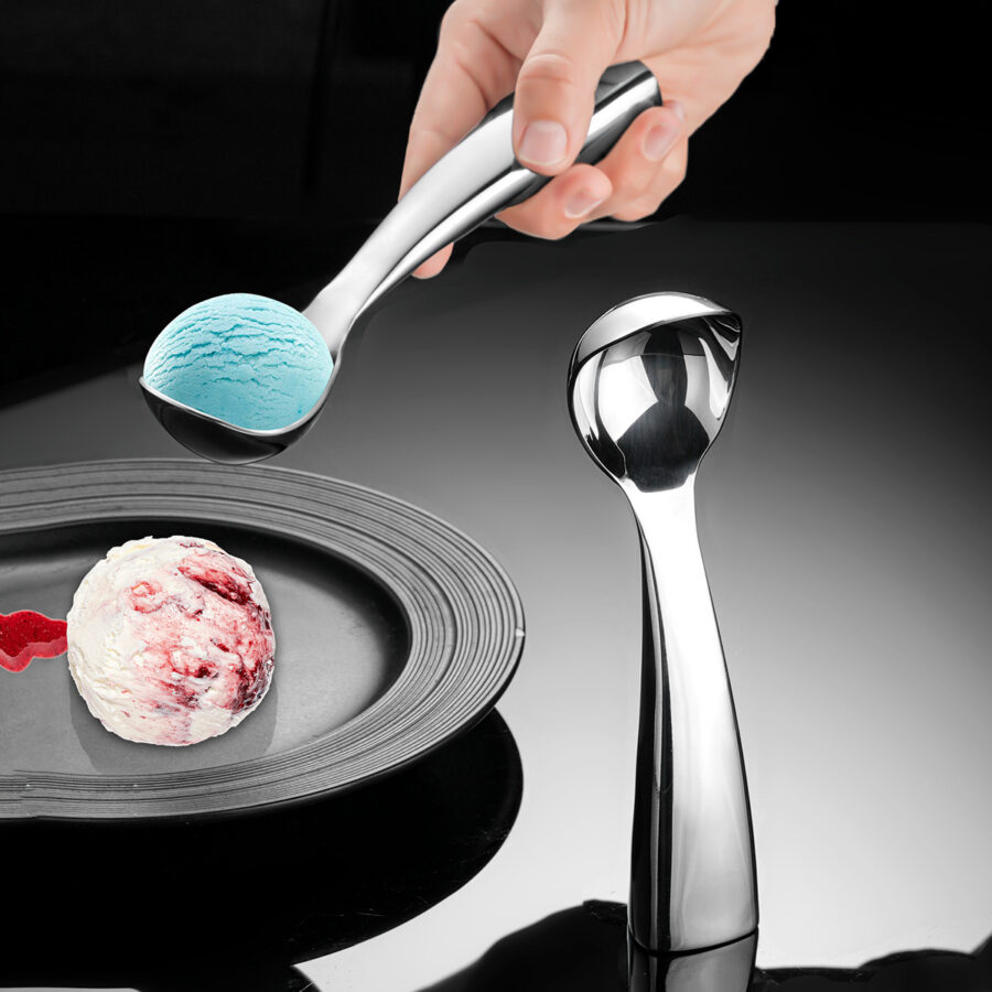 304 Stainless Steel Standing Ice Cream Scoop with Hollow Handle for Easy Use & Storage