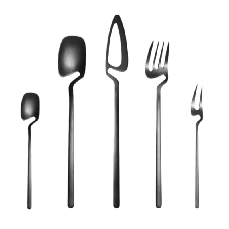 Amazon 304 Stainless Steel Sandblasted Hanging Cup Cutlery Set - 5-Piece