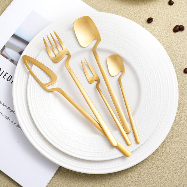 Amazon 304 Stainless Steel Sandblasted Hanging Cup Cutlery Set - 5-Piece