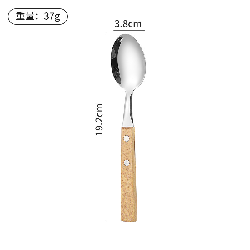 4-piece beech wood handle stainless steel cutlery set for home and hotel