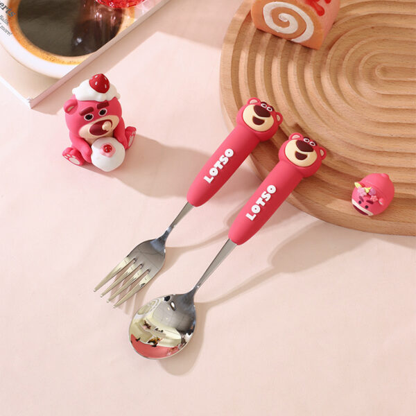 Disney Strawberry Bear 304 Stainless Steel Spoon & Fork Set – Cute Baby Spoon for Home Use, Kids’ Mealtime Utensils (1) Disney Strawberry Bear 304 Stainless Steel Spoon and Fork Set – Cute Baby Mealtime Utensils