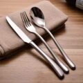 French Moonlight Stainless Steel Cutlery Set - Knife, Fork, Spoon for Elegant Dining