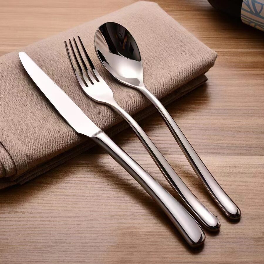 French Moonlight Stainless Steel Cutlery Set - Knife, Fork, Spoon for Elegant Dining