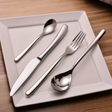  French Moonlight Stainless Steel Cutlery Set - Knife, Fork, Spoon for Elegant Dining