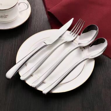  French Moonlight Stainless Steel Cutlery Set - Knife, Fork, Spoon for Elegant Dining