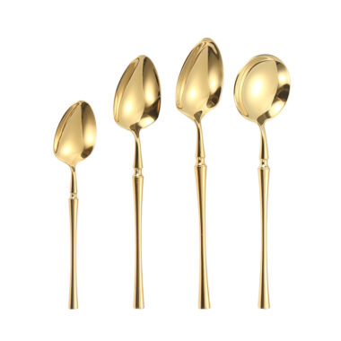 Heavy-Duty 304 Stainless Steel Cutlery Set – Gold Mirror Finish Steak Knives, Forks, and Spoons for Hotels & Restaurants