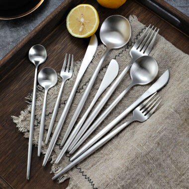  Island Qi 304 Stainless Steel Cutlery Set – Steak Knives, Forks, and Spoons, Creative Portuguese Design for Restaurant & Hotel