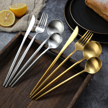  Island Qi 304 Stainless Steel Cutlery Set – Steak Knives, Forks, and Spoons, Creative Portuguese Design for Restaurant & Hotel