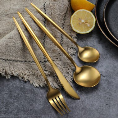  Island Qi 304 Stainless Steel Cutlery Set – Steak Knives, Forks, and Spoons, Creative Portuguese Design for Restaurant & Hotel
