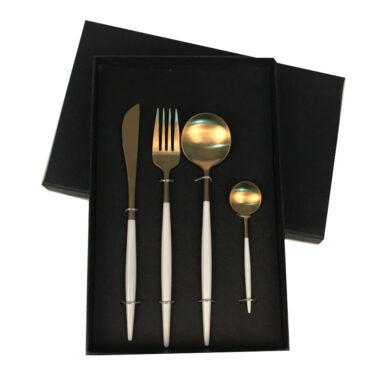 : Portuguese Style 304 Stainless Steel Cutlery Set – Brushed Steak Knife, Fork, Spoon, Dessert Spoon