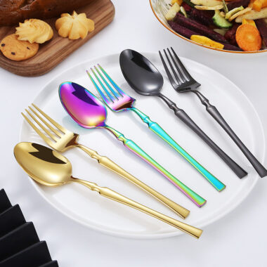  Slim Waist Stainless Steel Cutlery Set – Steak Knife, Fork, Spoon, Coffee Spoon