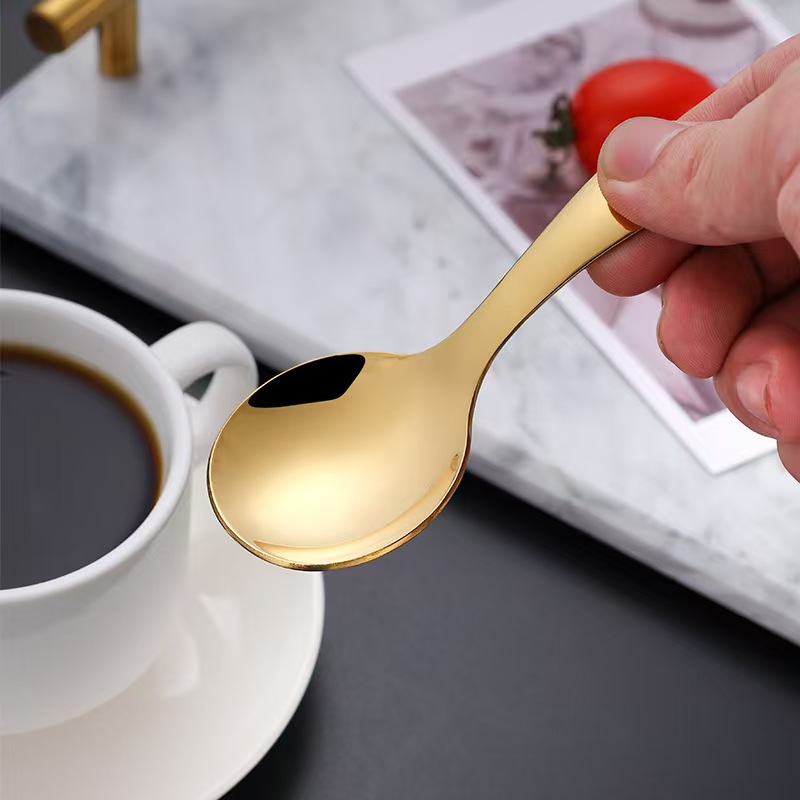 Stainless Steel Spoon & Fork Set for Kids - Short Handle Baby Feeding Spoon & Fruit Fork