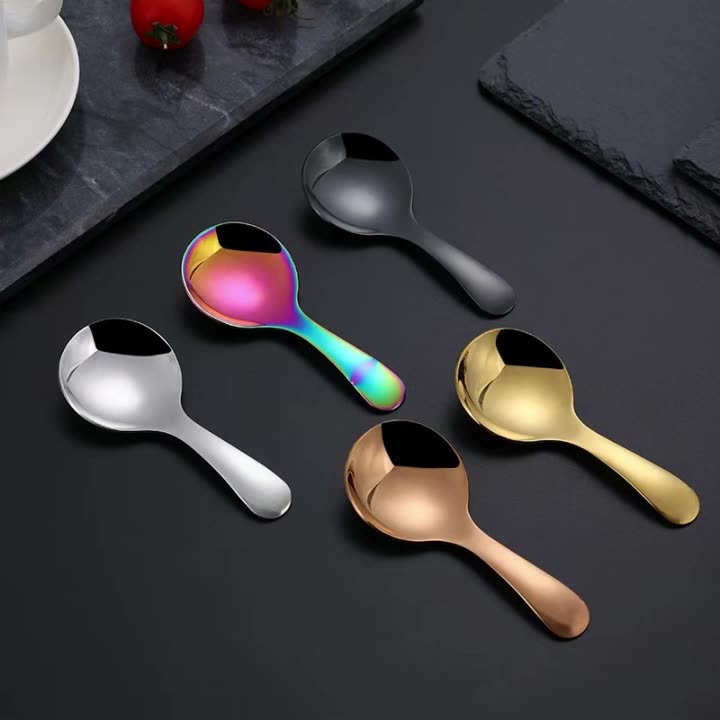 Stainless Steel Spoon & Fork Set for Kids - Short Handle Baby Feeding Spoon & Fruit Fork