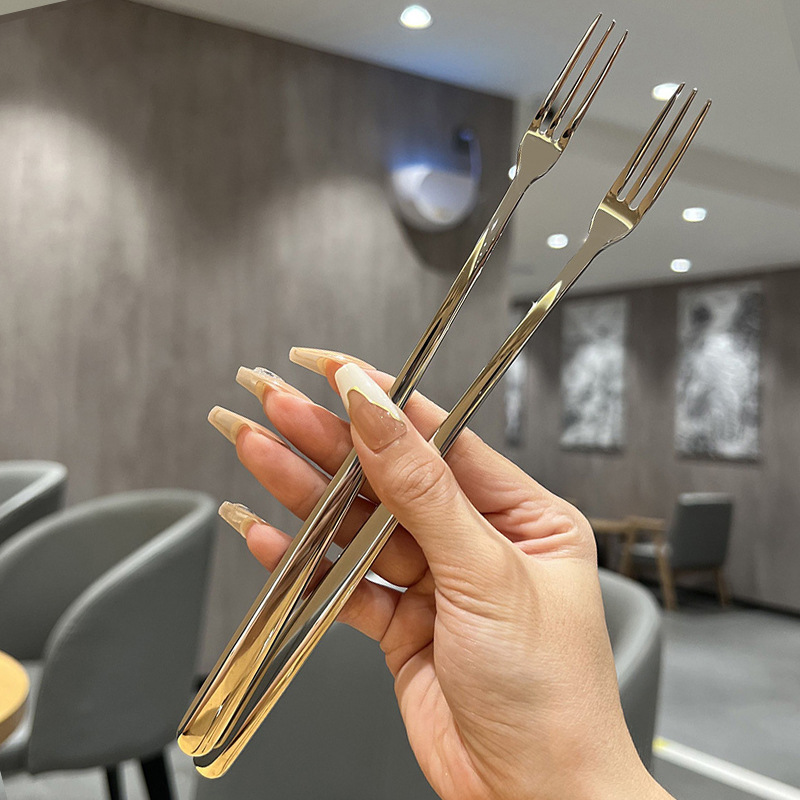Thickened 304 Stainless Steel Stirring Spoon, Dessert Spoon, Fruit Fork & Coffee Spoon Set